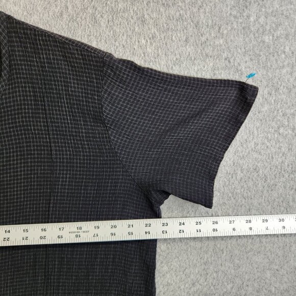 Flax Top Womens M Black Check Linen Textured Oversized Minimalist Lagenlook - Picture 6 of 11